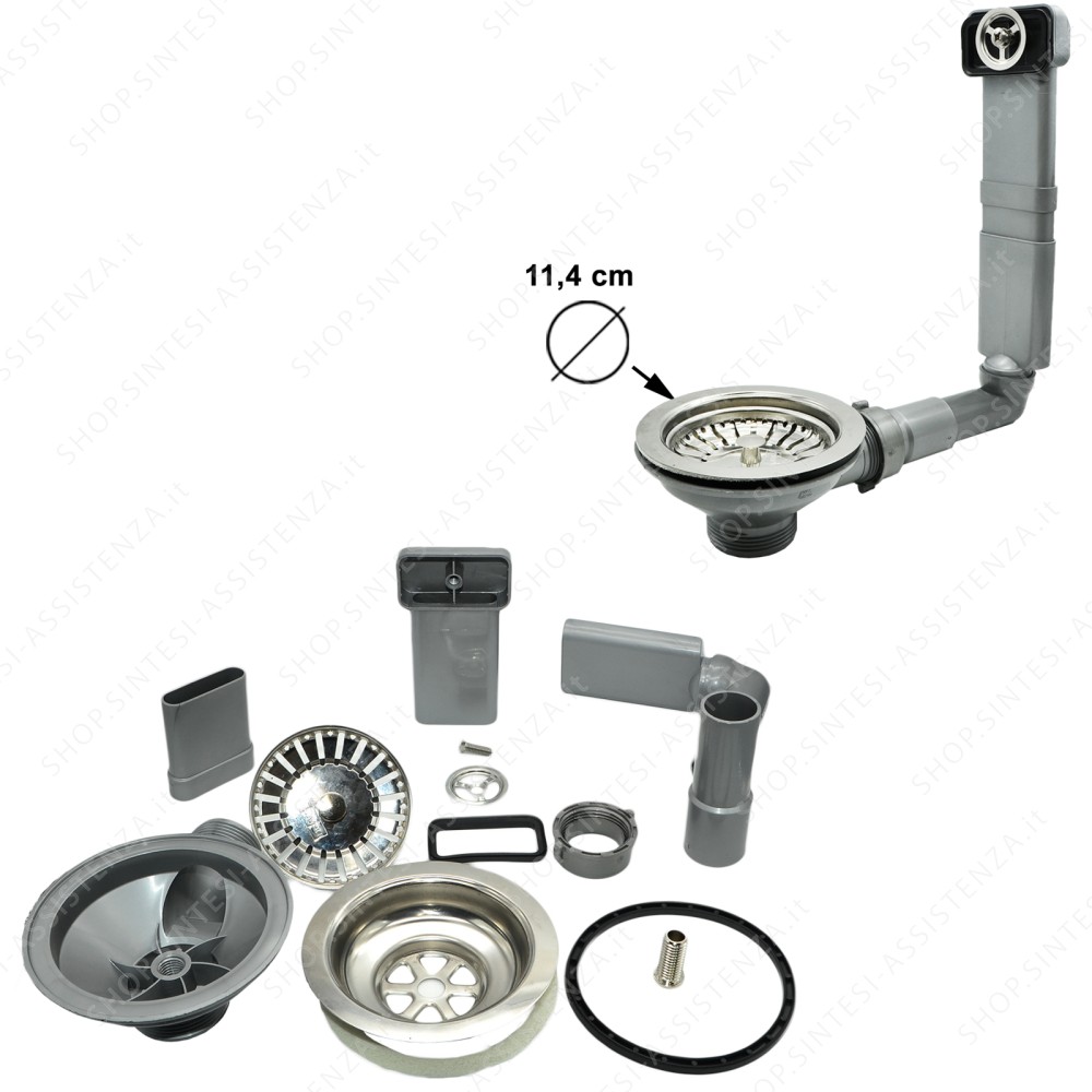 2 BOWL BASKET WASTE KIT WITH OVERFLOW PIPE CAP FRANKE FRAGRANITE OR INOX 112.0158.343 - 112.0158.343