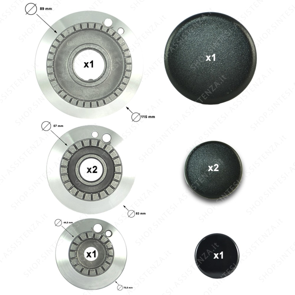 SMEG HOB BURNERS AND PLATES KIT - KITMONCAP