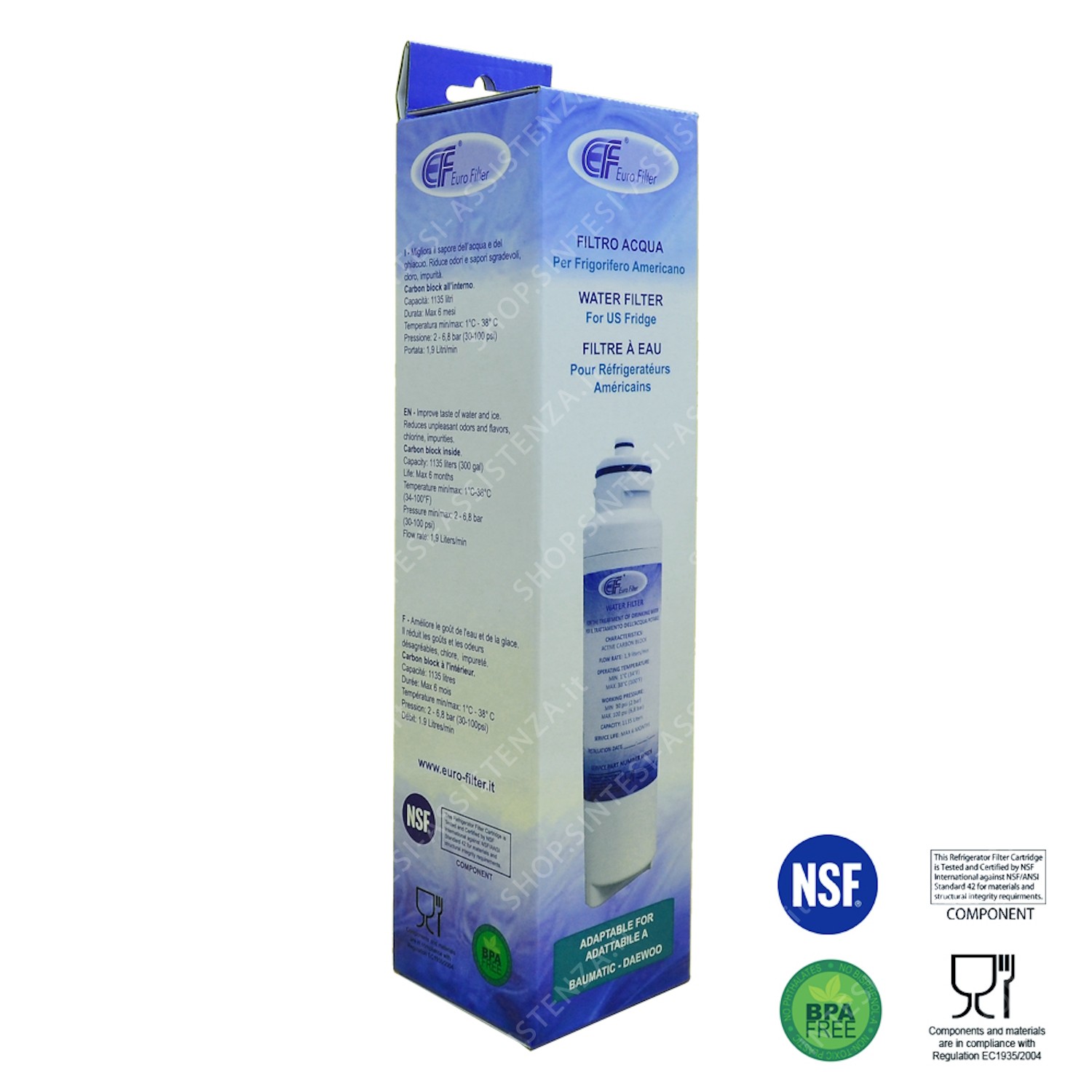 Water Filter for DAEWOO SMEG FRANKE WF076 Refrigerator - WF076