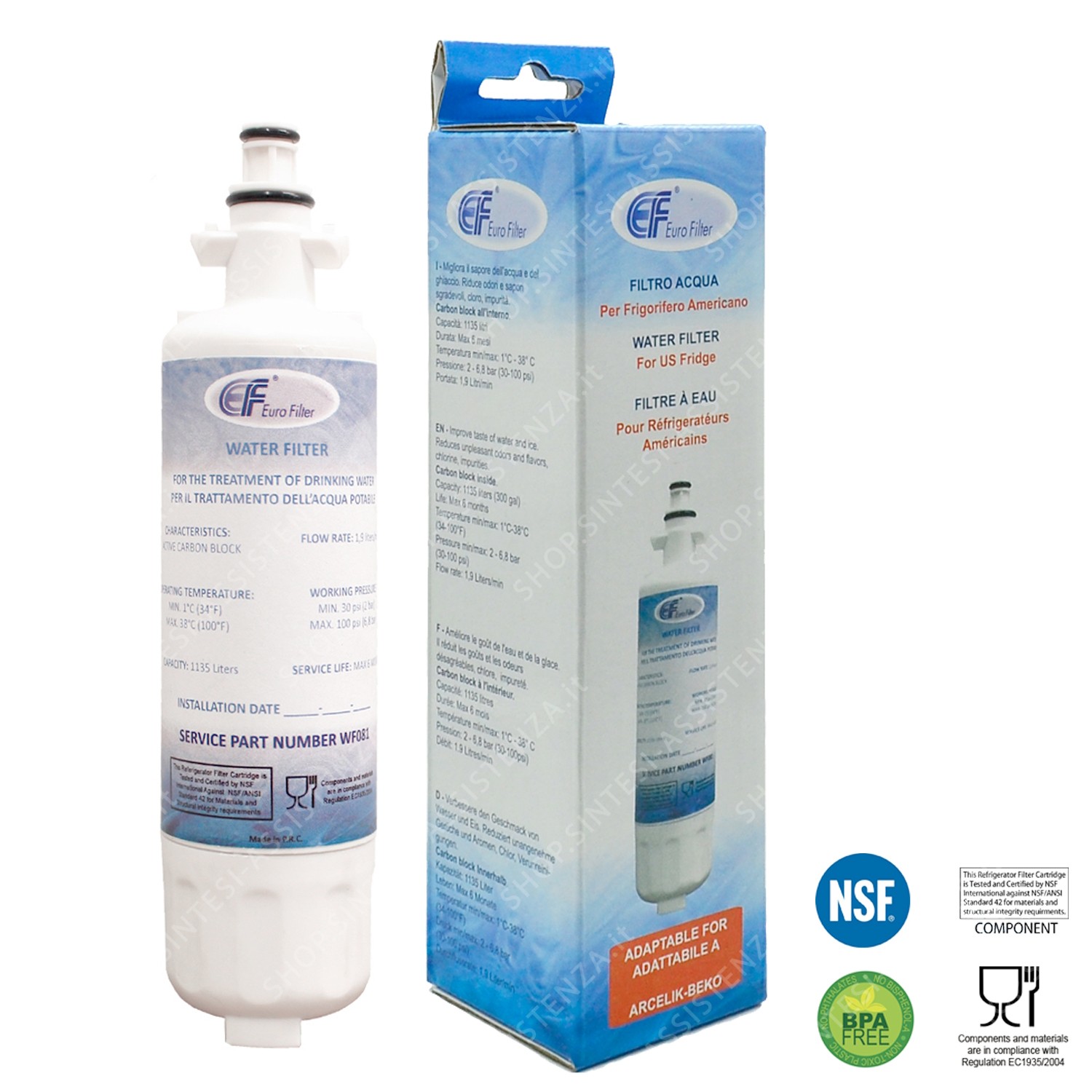 Filtro acqua frigorifero Beko Arcelik 4874960100 C00875497 WF081 - WF081