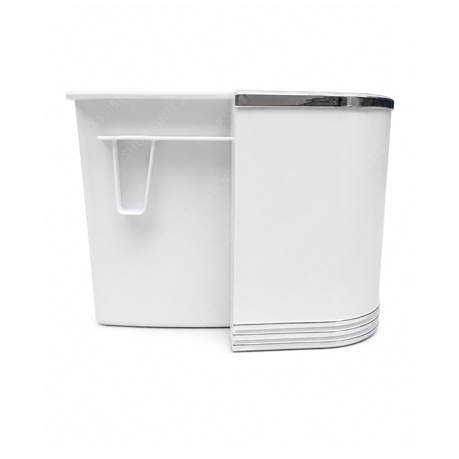 White plastic bottle holder with chrome profiles for Smeg 760392146 refrigerator door - 760392146