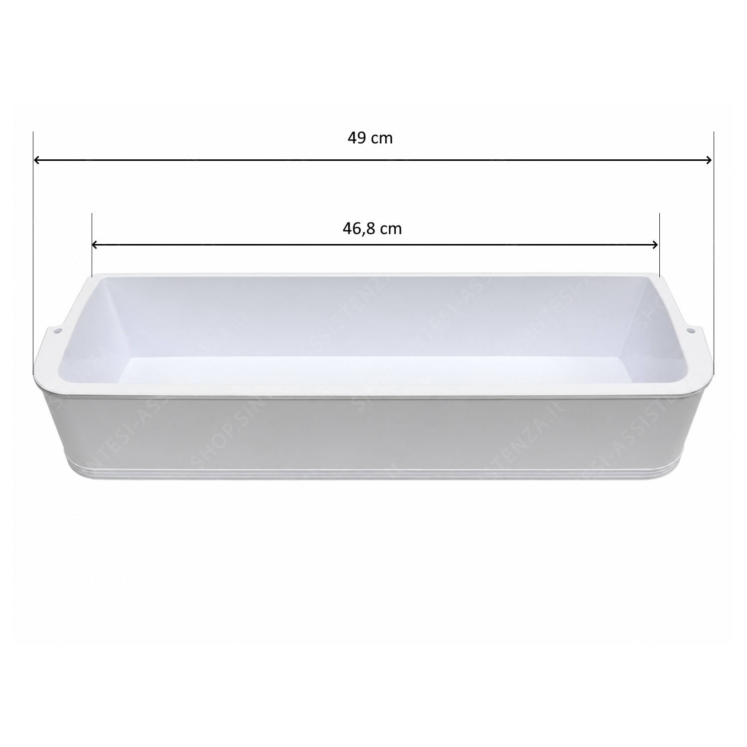 White plastic bottle holder with chrome profiles for Smeg 760392146 refrigerator door - 760392146