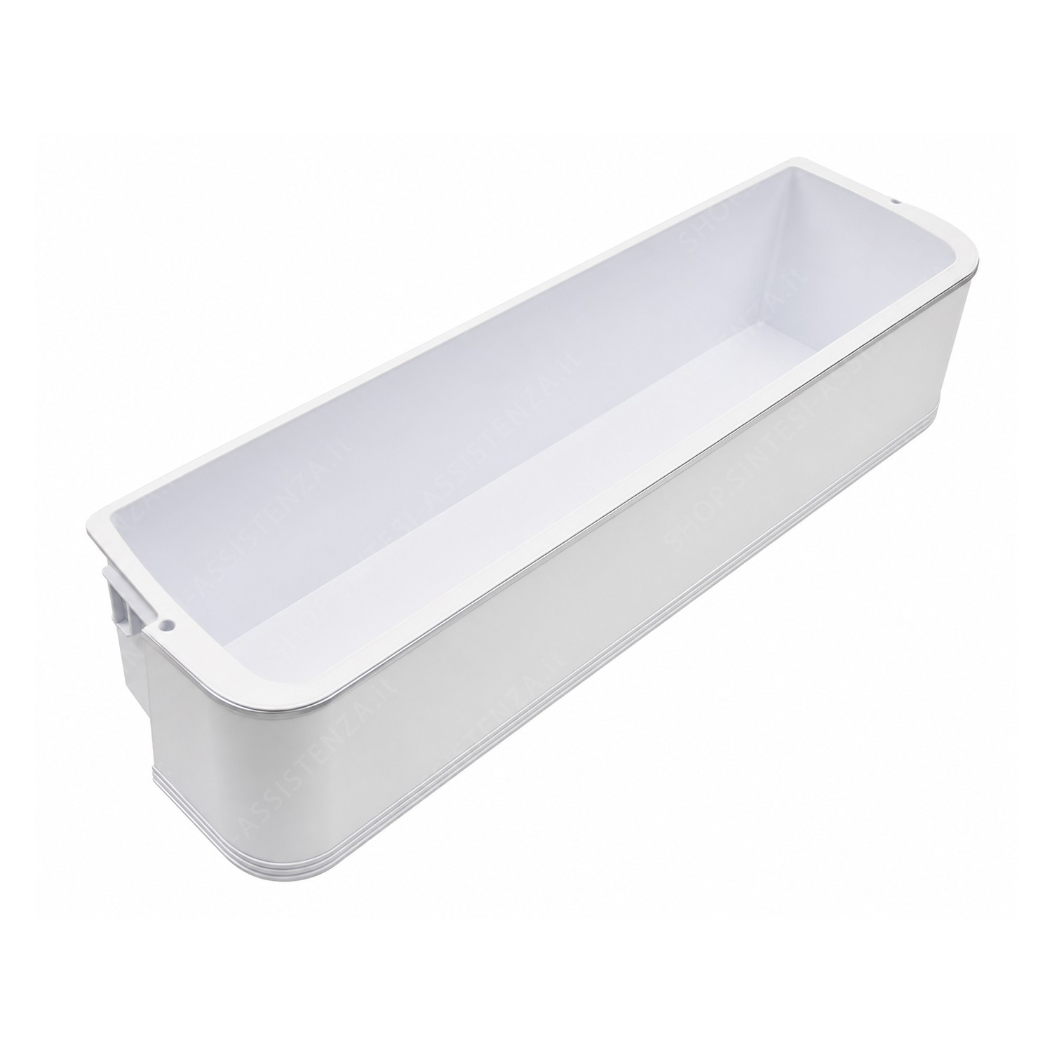 White plastic bottle holder with chrome profiles for Smeg 760392146 refrigerator door - 760392146