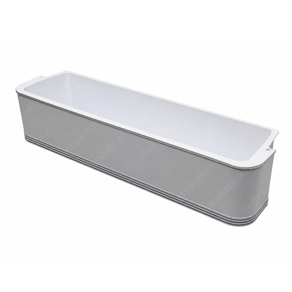 White plastic bottle holder with chrome profiles for Smeg 760392146 refrigerator door - 760392146
