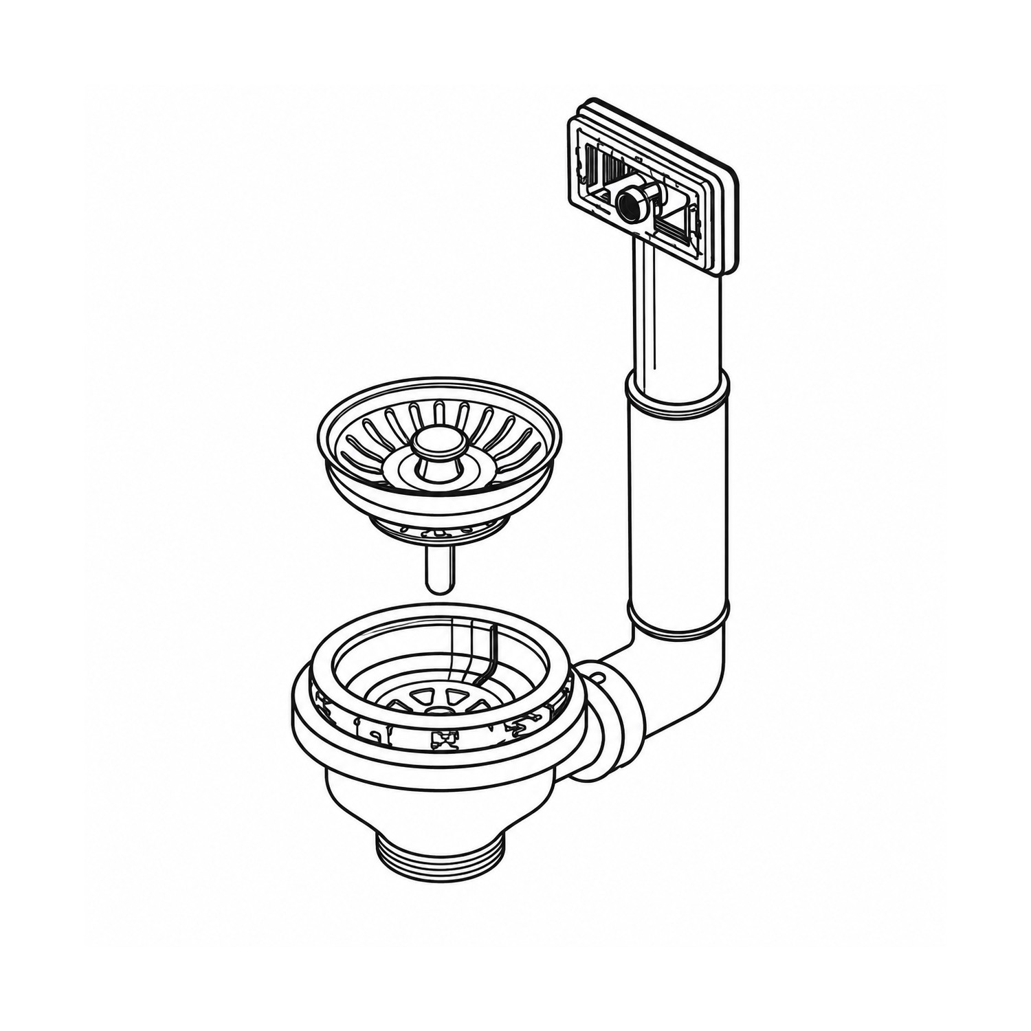Kit piletta lavello Franke 1 via BASKET 3" con tappo tubo Troppo pieno 112.0059.982 - 112.0059.982