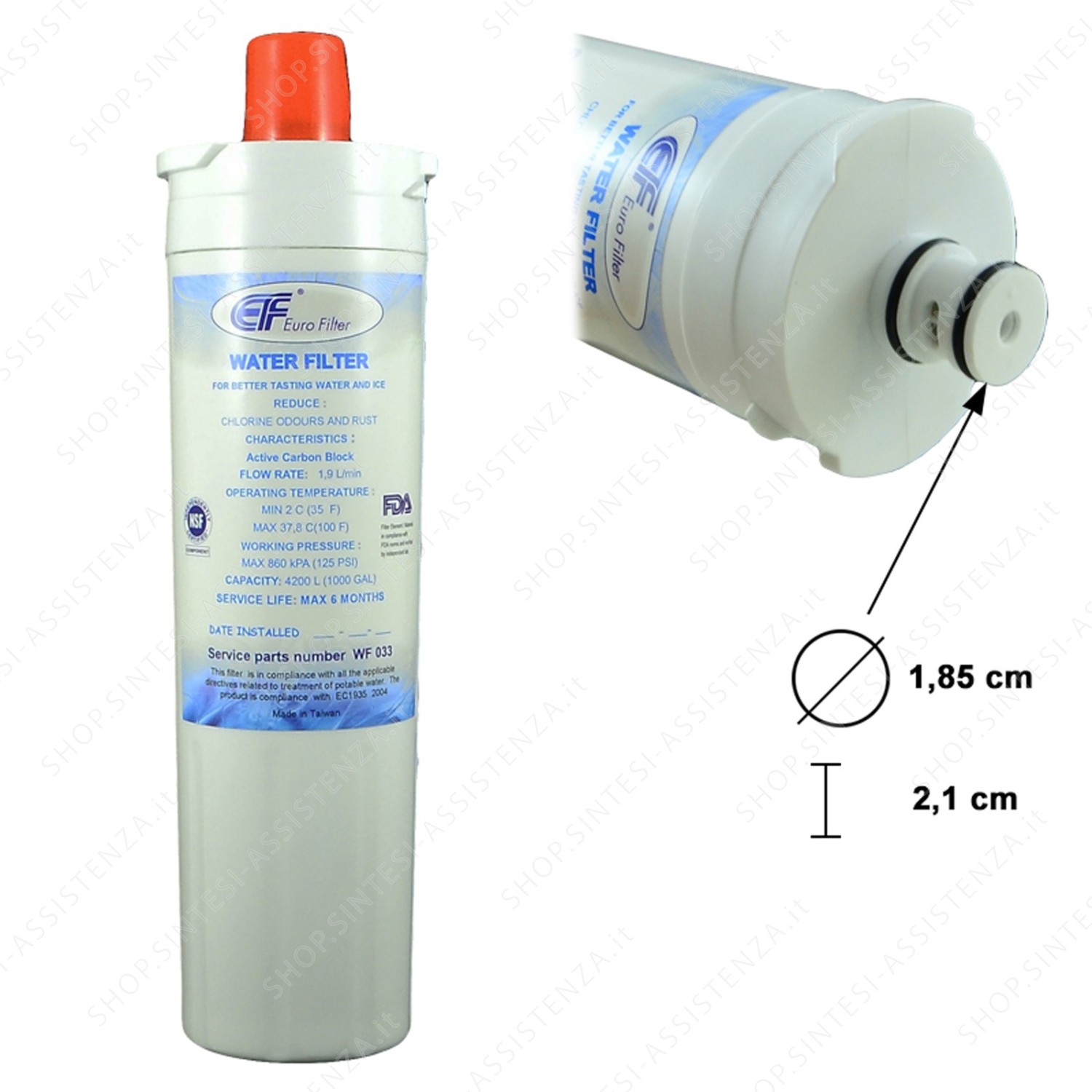 WATER FILTER FOR FRIDGE ADAPTABLE BOSCH SIEMENS HOTPOINT ARISTON SHOLTES - WF033