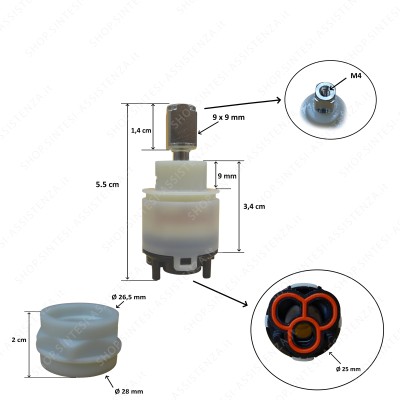 Franke tap cartridge 25 mm Akros Hexis Evos Neptune Quantum 133.0503.598 - 133.0503.598 Franke tap cartridge 25 mm Akros Hexis Evos Neptune Quantum 133.0503.598 - 133.0503.598