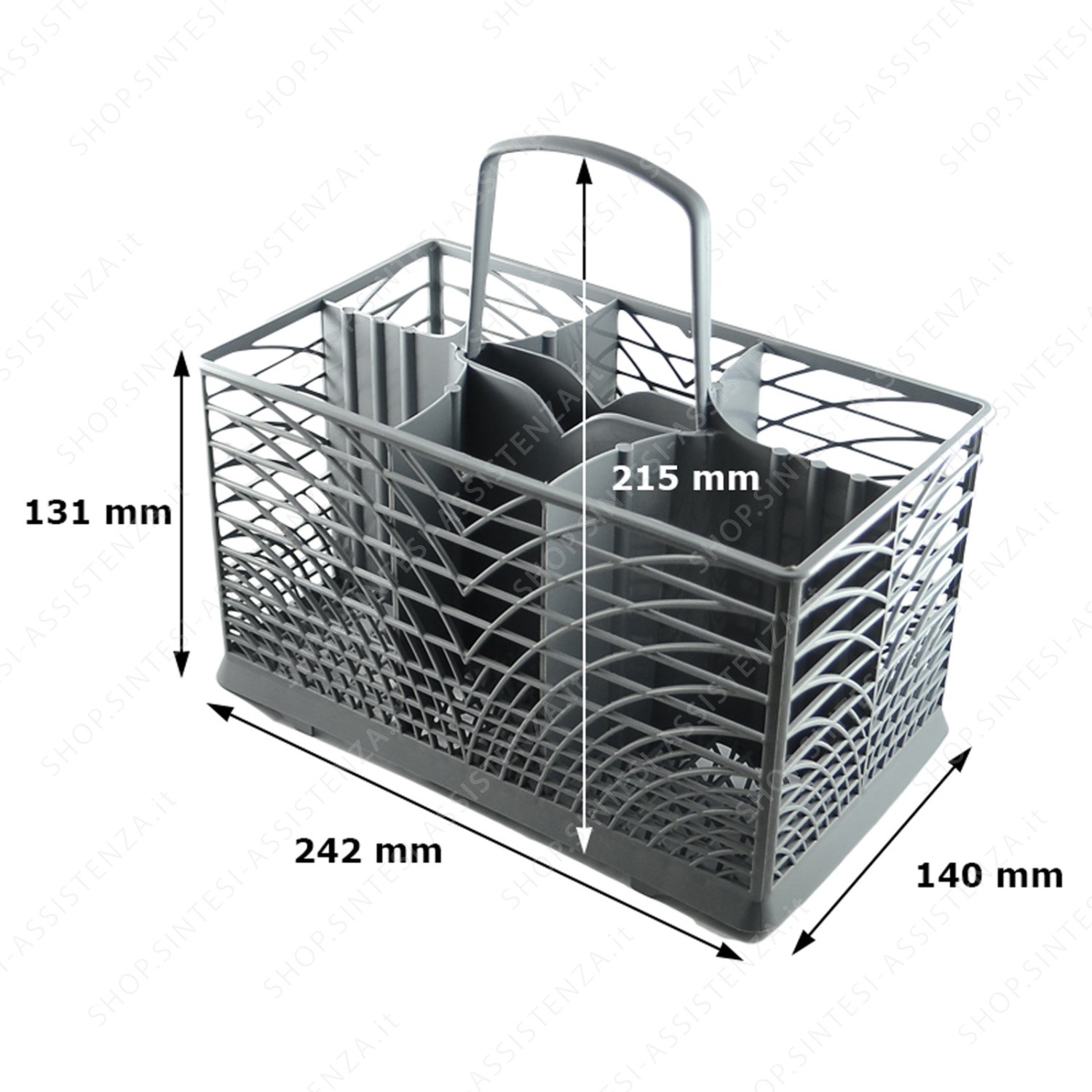 Gray cutlery basket with 6 separate compartments for the lower basket of the Smeg dishwasher 691410591 - 691410591