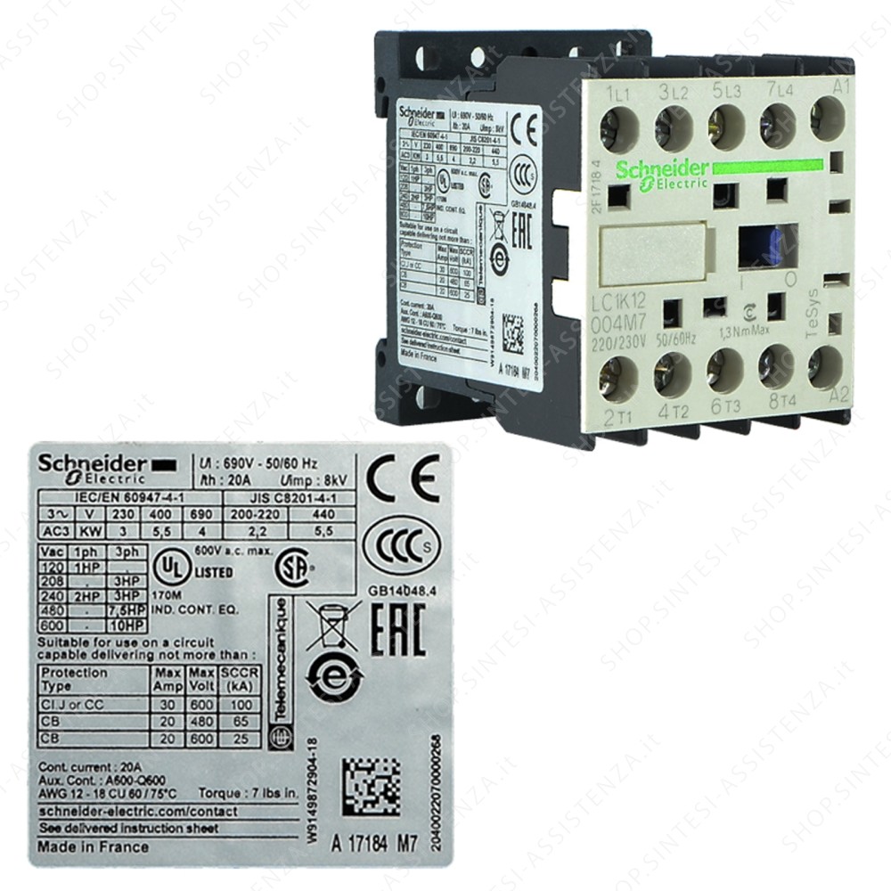 4 WAY CONTACTOR FOR BRIOCHES OVEN ALFA SMEG LC1K12 CONTACTOR K 4P 816850374 - 816850374