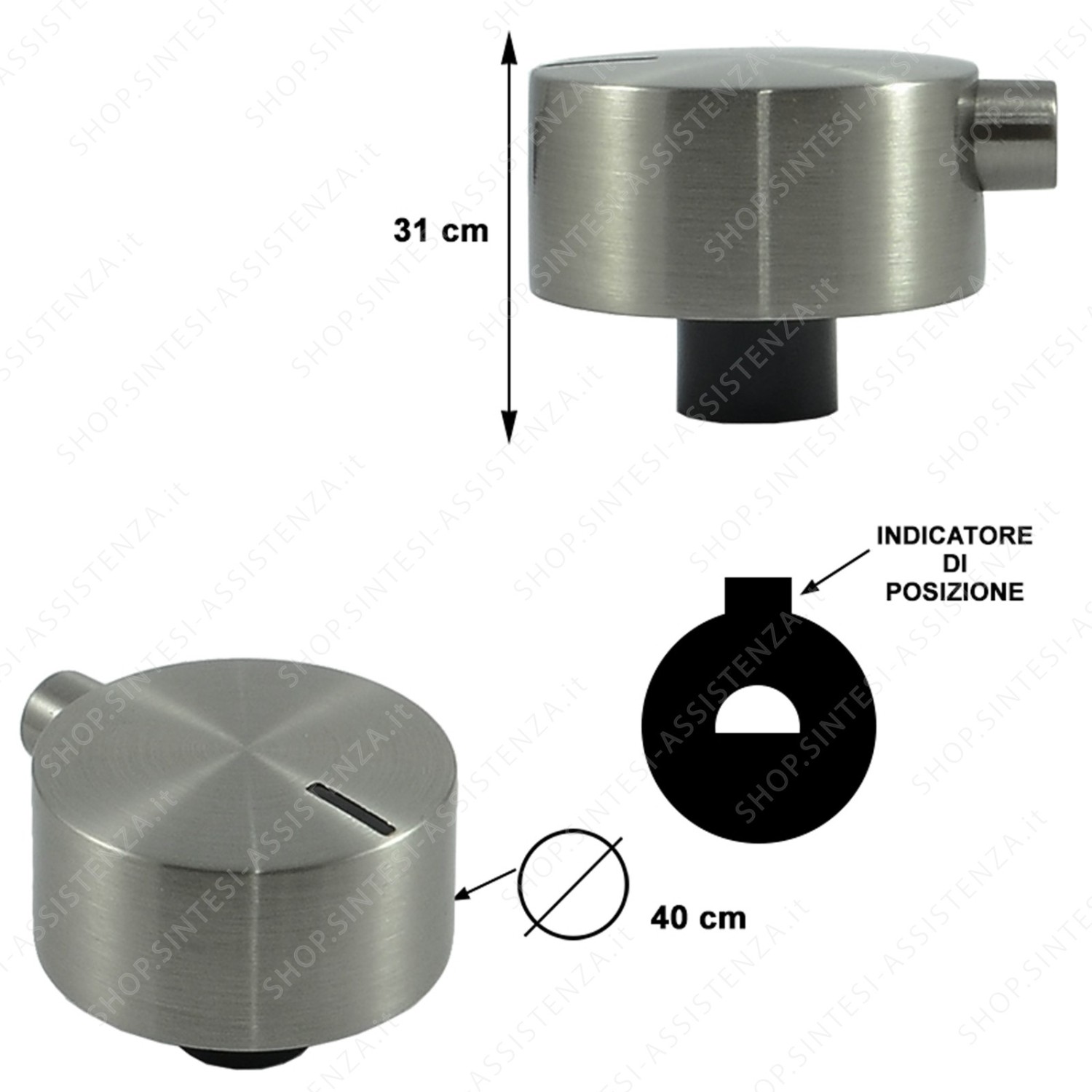 FOSTER HOB KNOB IN ZAMAK WITH BRUSHED STEEL FINISH - 9601379