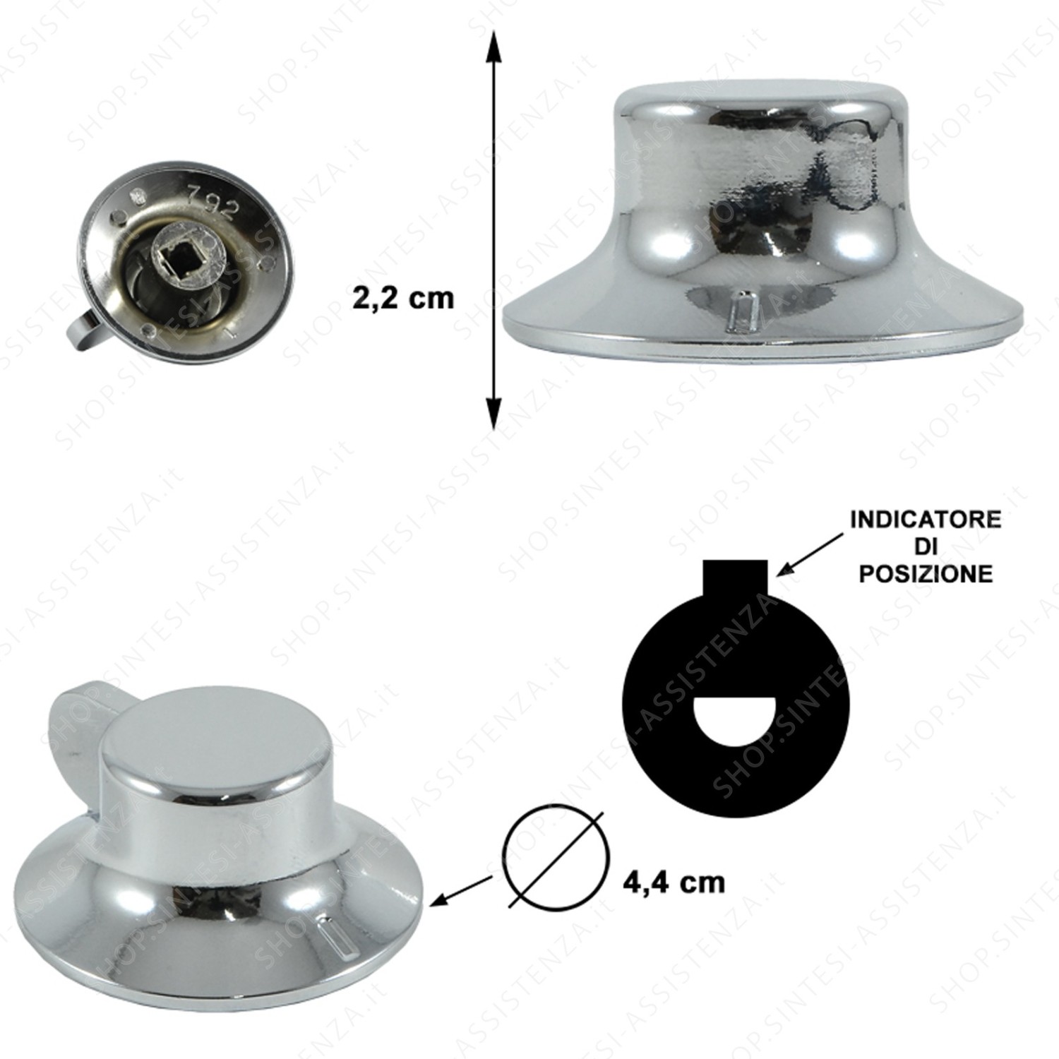 Manopola plastica cromata forno e piano cottura Foster 9400394 - 9400394