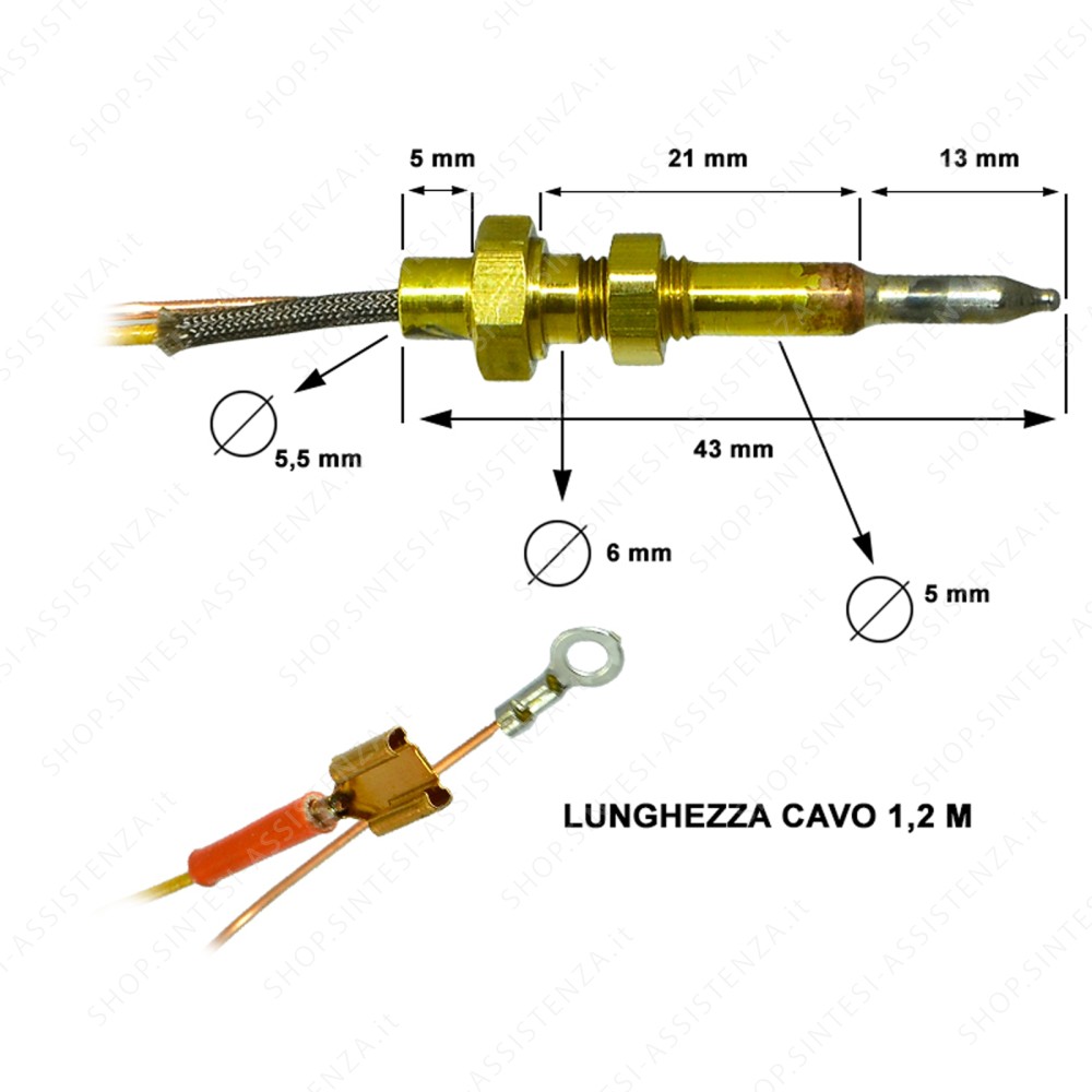 TERMOCOPPIA BRUCIATORE SENSORE SICUREZZA PIANO DI COTTURA FOSTER LUNGHEZZA 1,2 MT 9606233 - 9606233