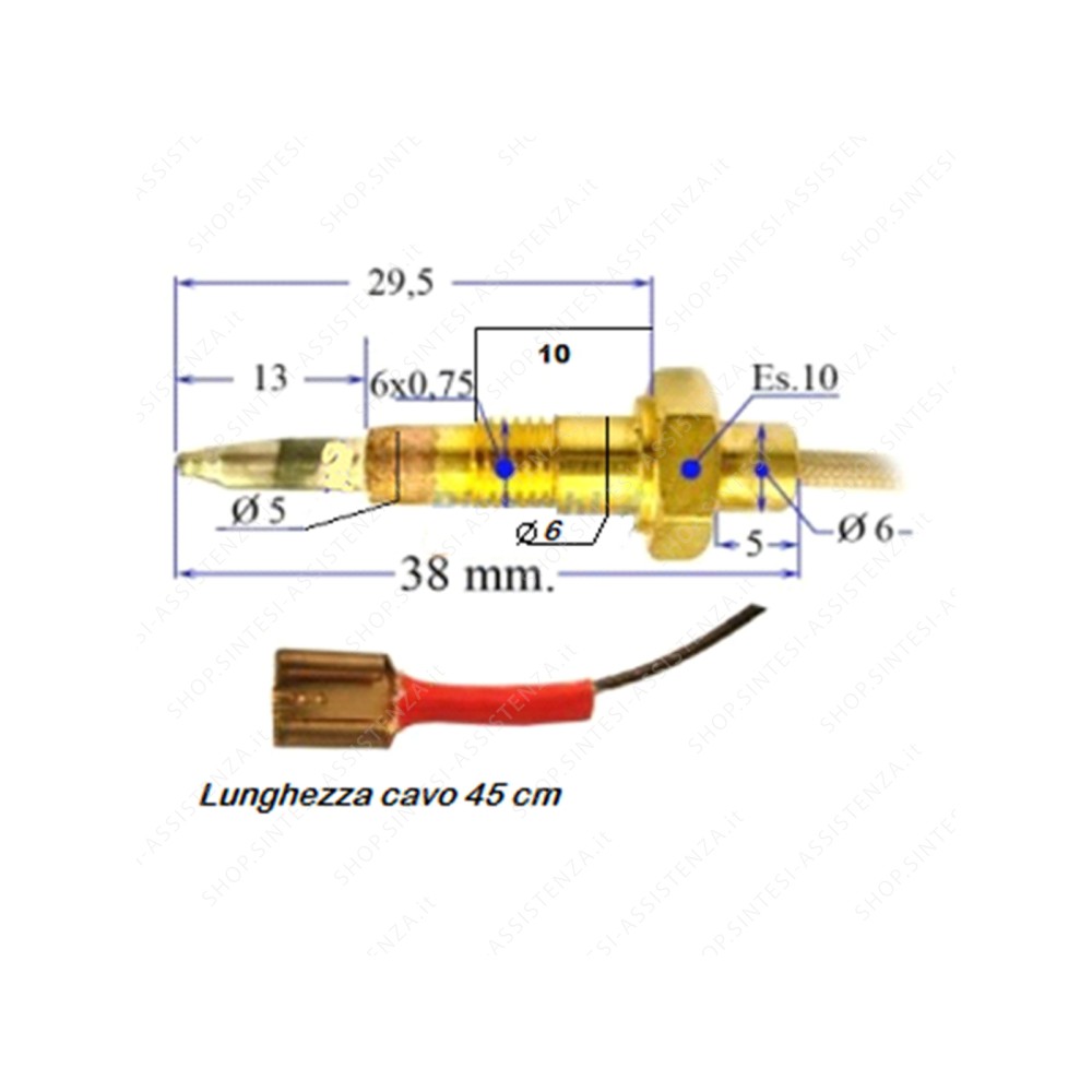 TERMOCOPPIA SENSORE SPEGNIMENTO BRUCIATORE FUOCO PIANO FRANKE 133.0052.856 - 133.0052.856