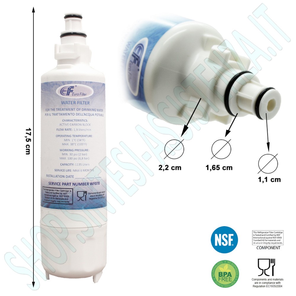 FILTRO ACQUA PER FRIGORIFERO PANASONIC WF078 - WF078