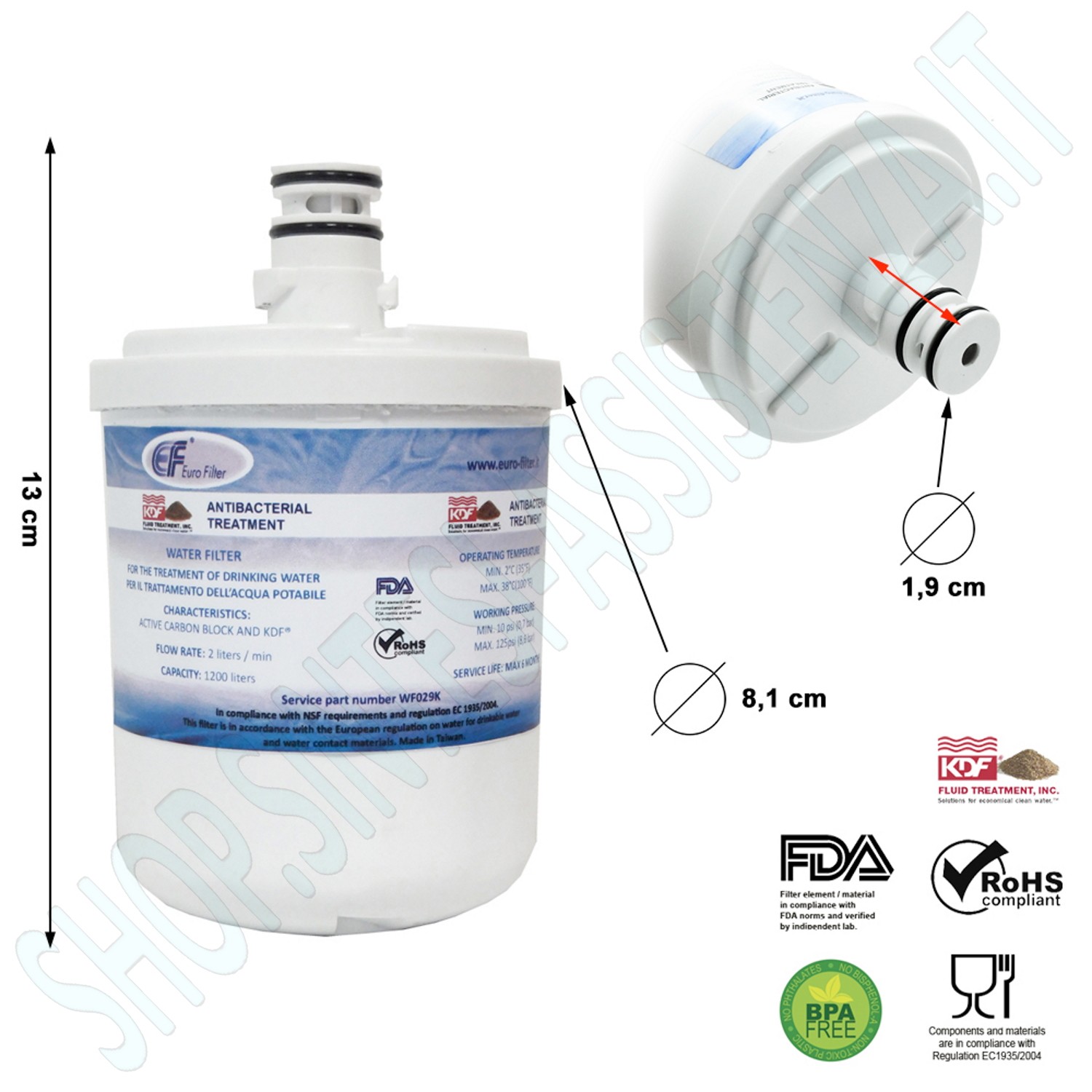 WATER FILTER FOR LG WF029K KDF FLUID TREATMENT REFRIGERATOR - WF029K