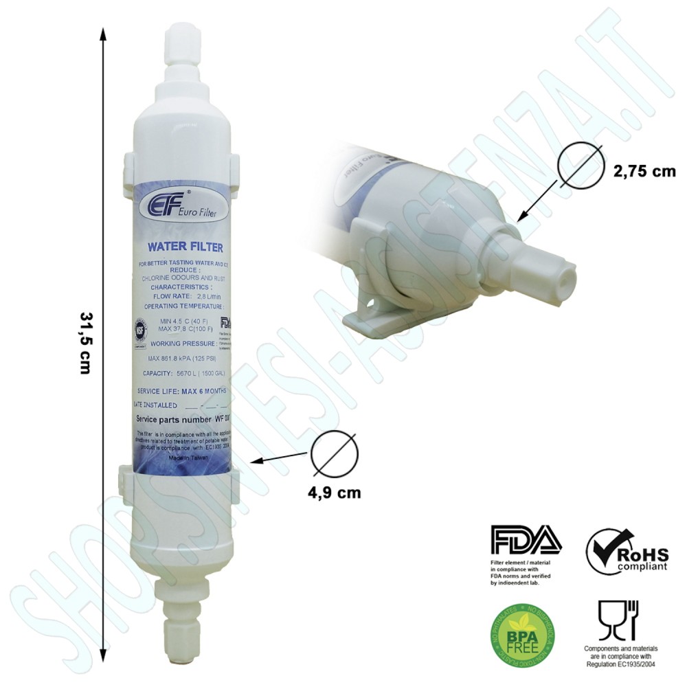 WATER FILTER FOR FRIDGE AEG ARISTON BOSCH DAEWOO ELECTROLUX HOTPOINT ARISTON INDESIT LG SIEMENS WHIRLPOOL WF007 - WF007